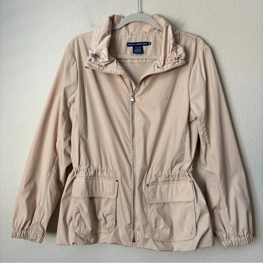 Ralph Lauren Golf Tan Windbreaker Adjustable Flattering Jacket
